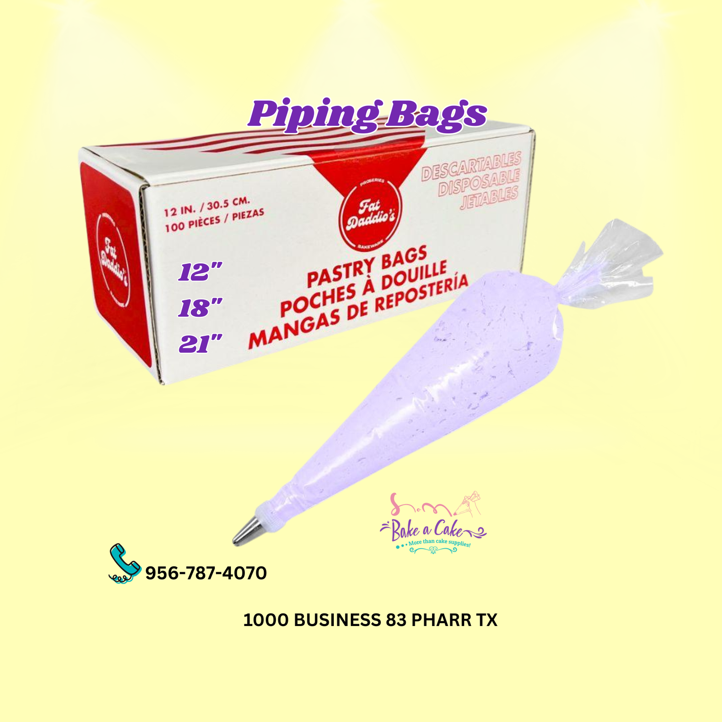Fat Daddio’s Disposable Piping Bags – Pack of 100 (12”, 18”, 21”) | Professional Cake Decorating Bags
