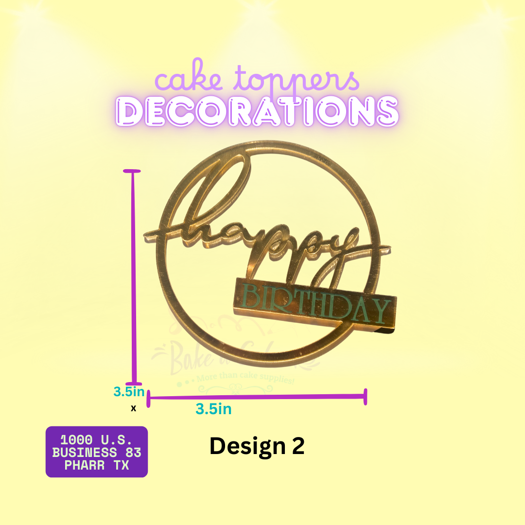 Acrylic Cake Toppers – Flat Lay Designs (Up to 4")