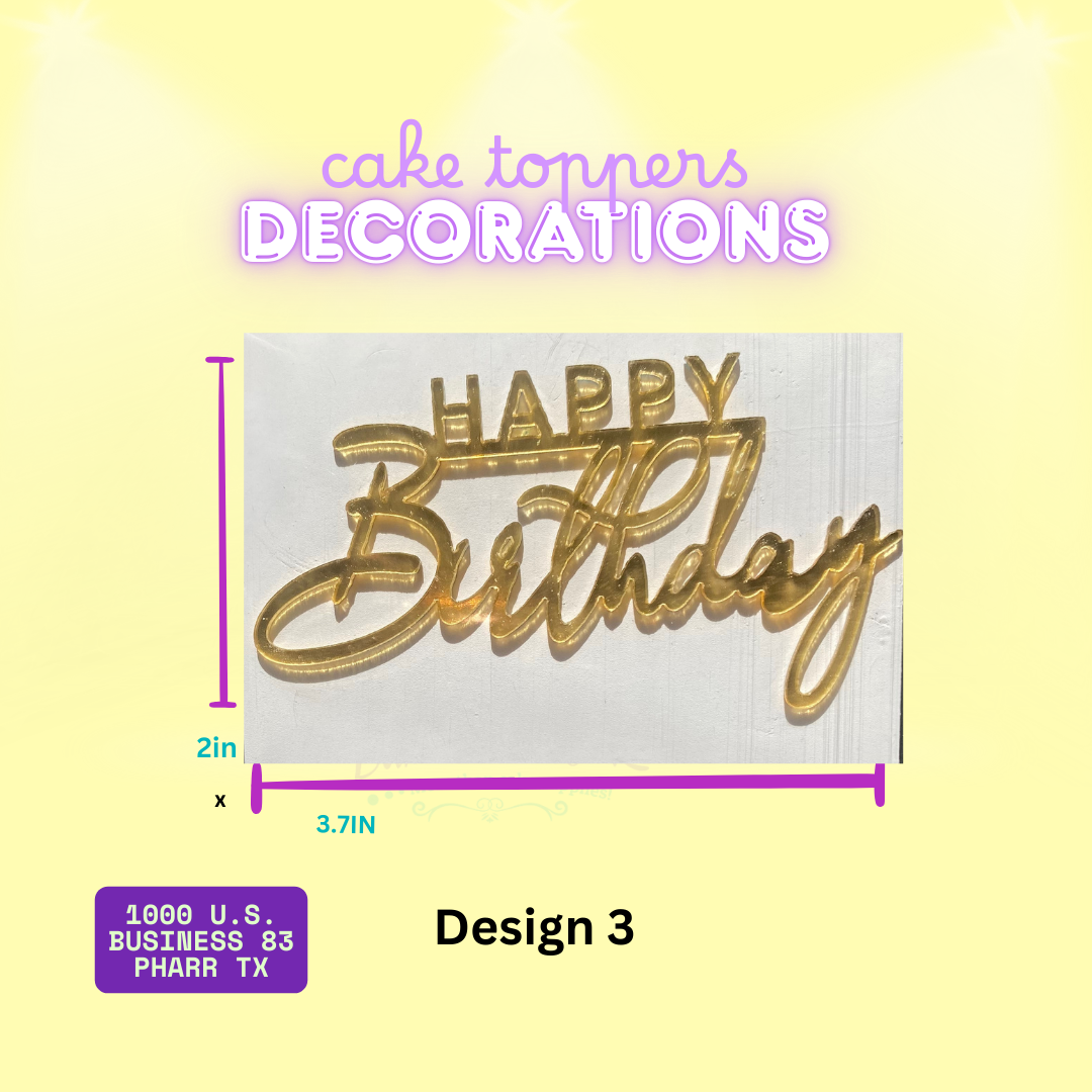 Acrylic Cake Toppers – Flat Lay Designs (Up to 4")