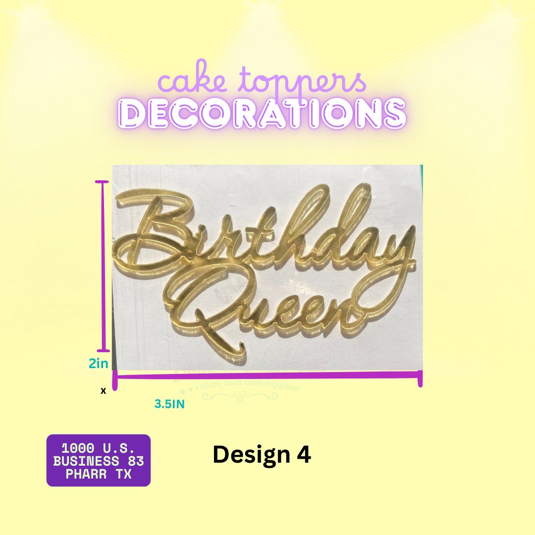 Acrylic Cake Toppers – Flat Lay Designs (Up to 4")