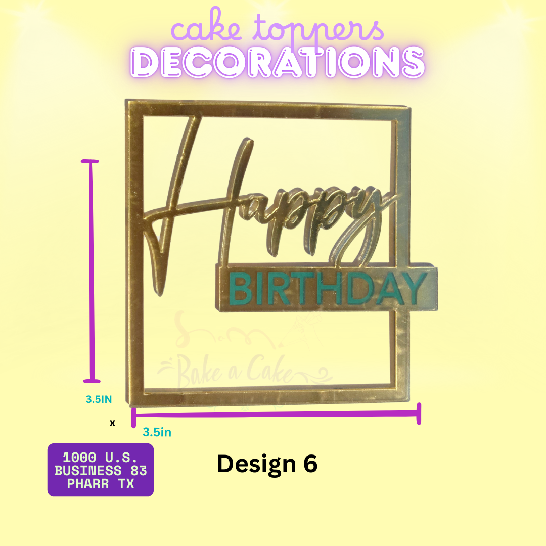 Acrylic Cake Toppers – Flat Lay Designs (Up to 4")