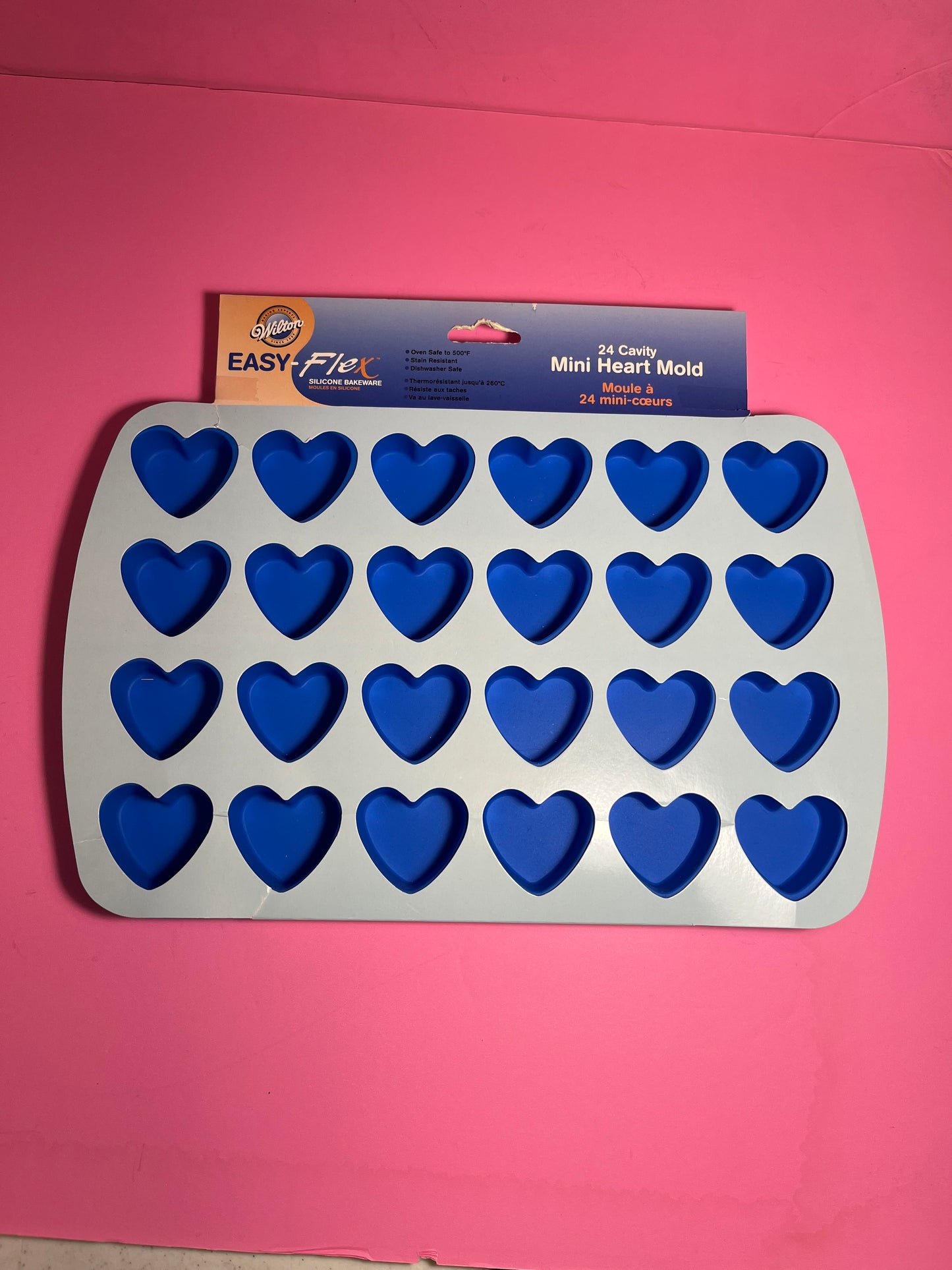 Wilton blue silicone mold mini heart 24 cavity. Item 2105-4909