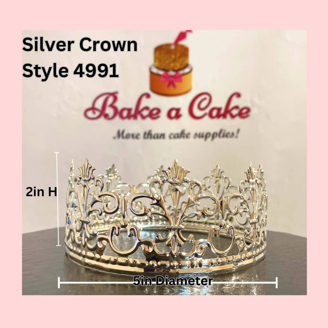 Silver Crown Cake Topper – Style 4991 | Elegant Alloy Crown for Cakes & Events