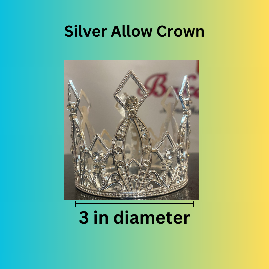 Shop our Silver Alloy Crown Cake Topper (3” Diameter) with sparkling rhinestones, perfect for glitter cakes, king & queen cakes, birthdays, and weddings.