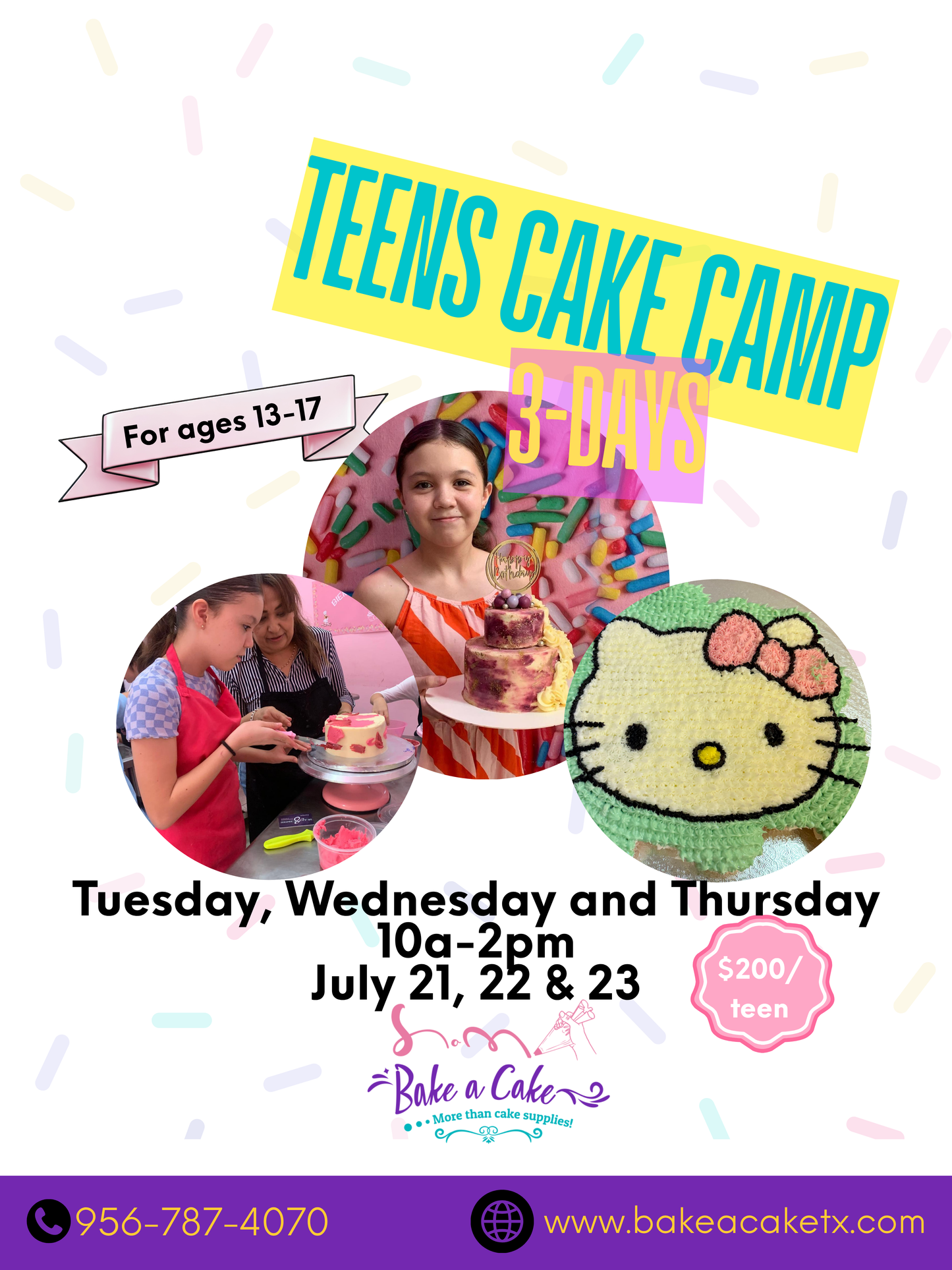 Teens Baking Camp -3Days of Cake Fun July 21st, 22 and 23