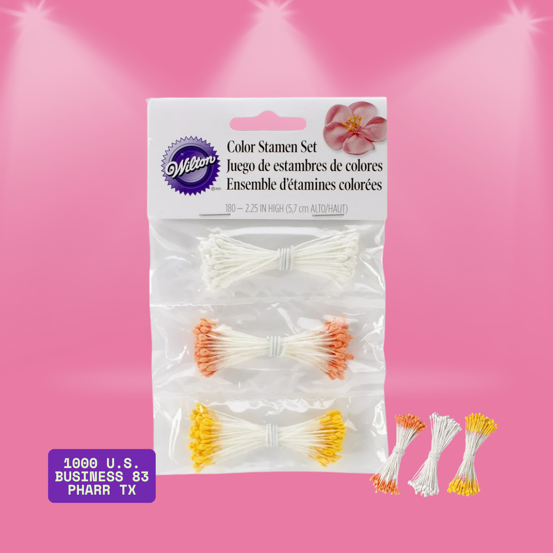 Wilton Floral Stamens Set – 180 count in white and yellow, ideal for gum paste and fondant sugar flowers. Perfect cake decorating accessory for realistic flower centers.
