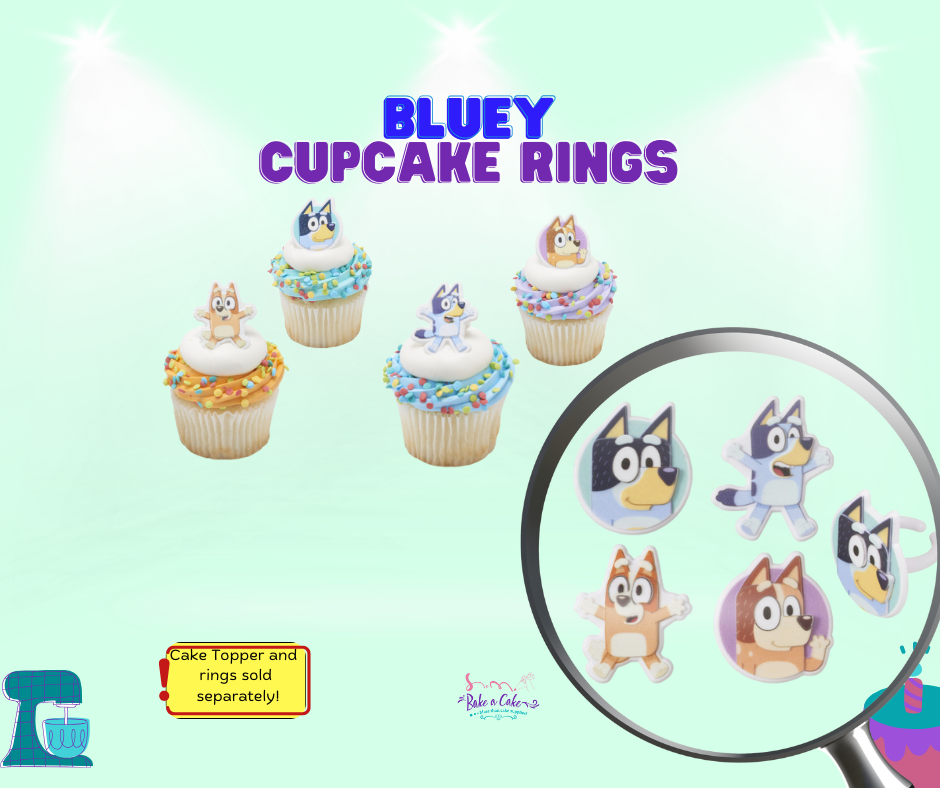 Bluey Cupcake Rings β 1 Dozen