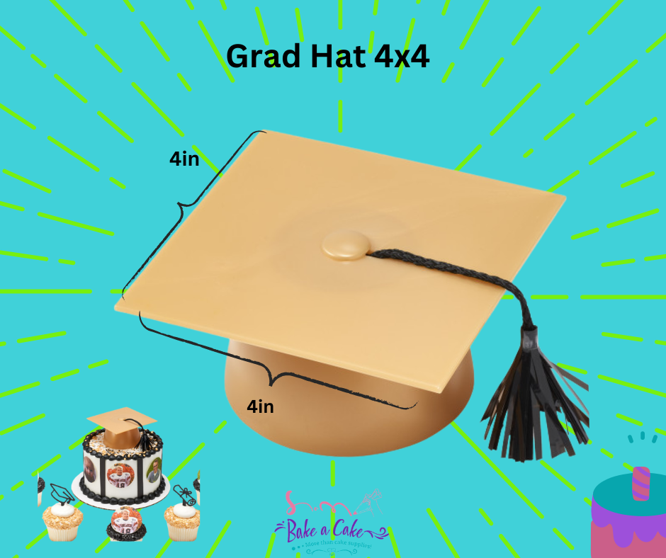 Decorate and celebrate your graduate with this one of a kind gold graduation hat cake topper.