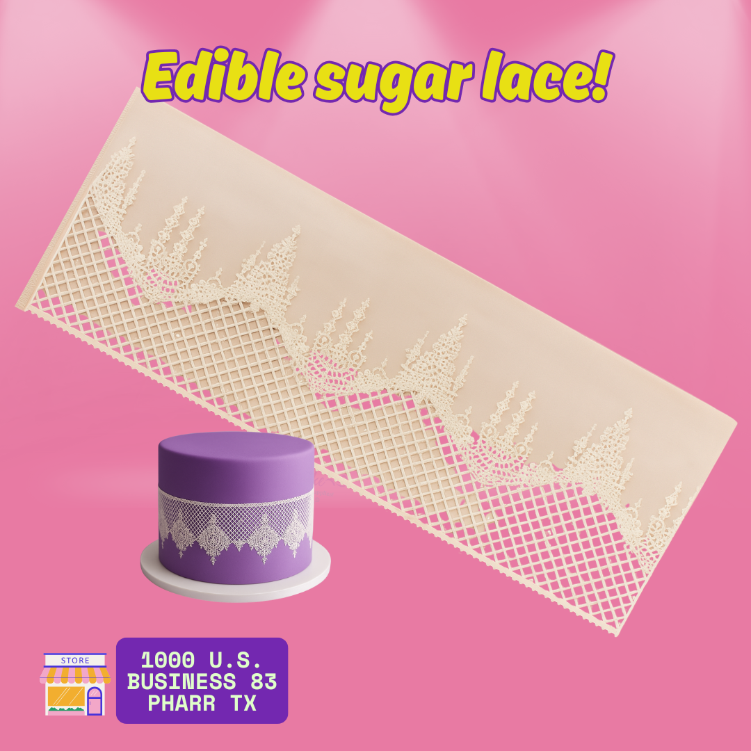 Sugar Lace for Cakes – 13" x 4" (Pack of 3 Strips)
