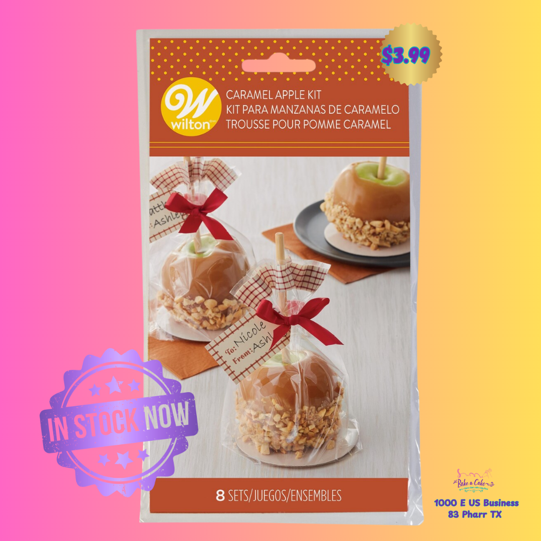 Create beautiful caramel apples with the Wilton Caramel Apple Kit! Includes 8 sticks, bags, ribbons & tags—perfect for gifts or fall parties.