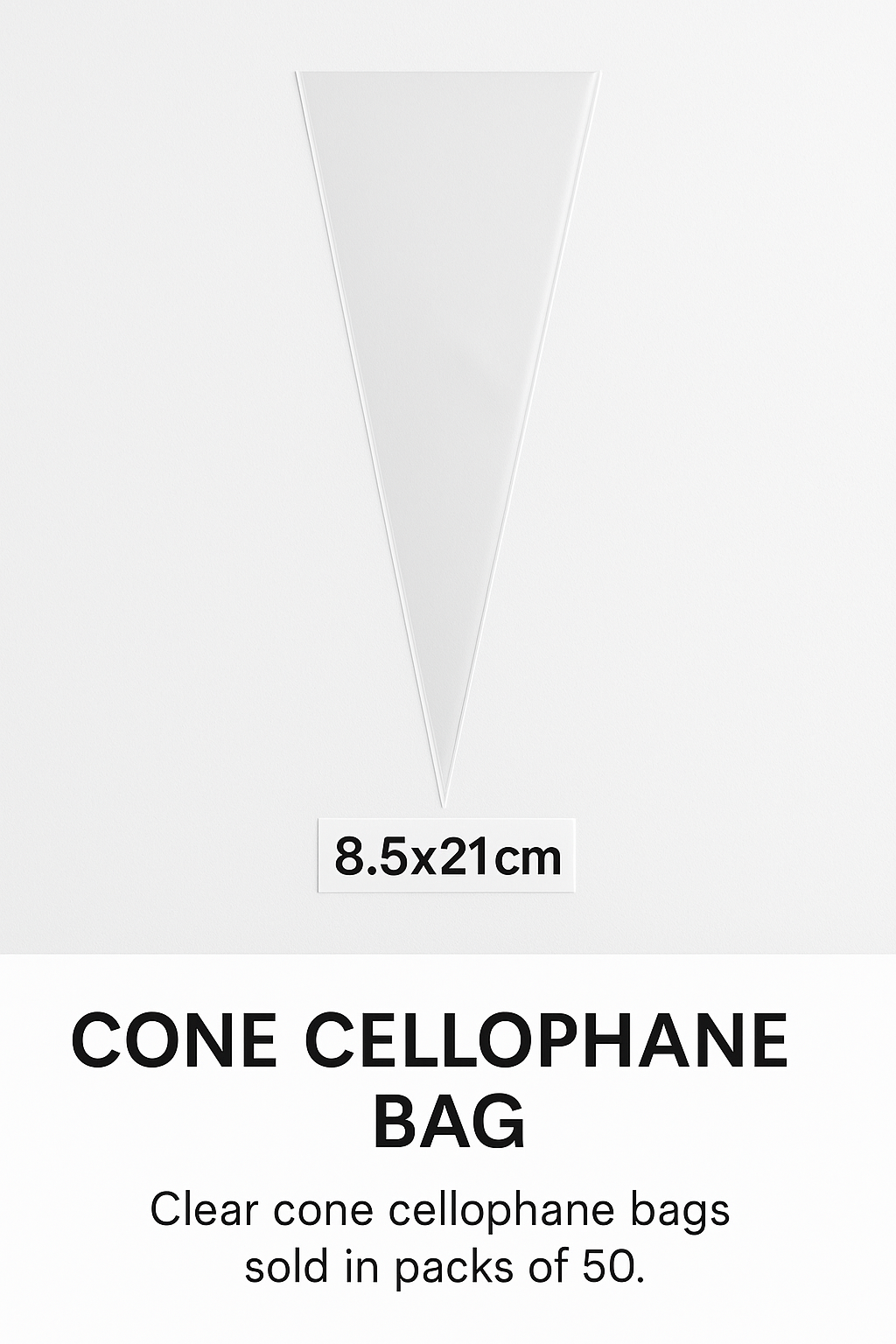 Clear Cone Cellophane Bags – Pack of 50