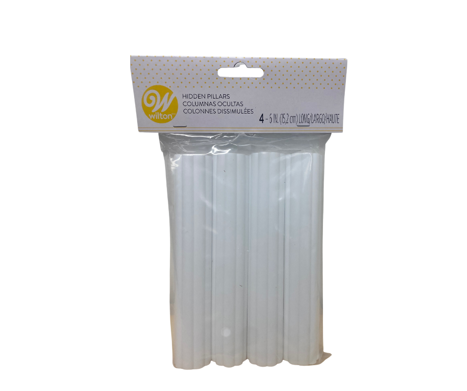 Wilton White Hidden Cake Pillars – 6" Set of 4