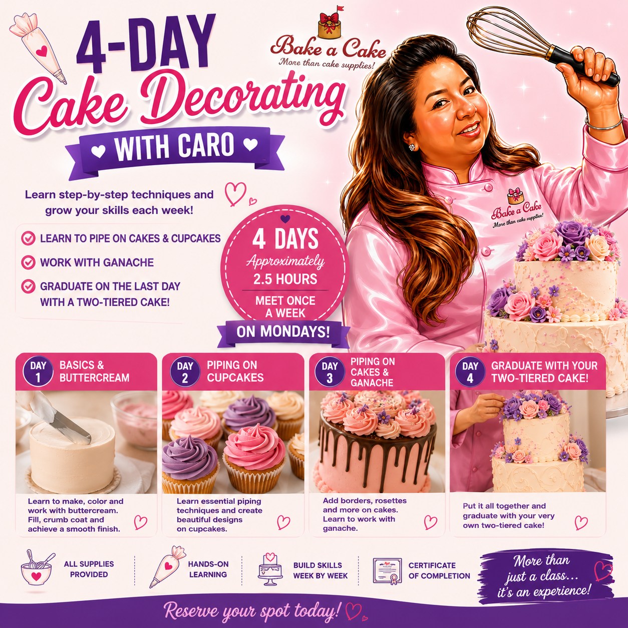 4-Day Cake Baking and Decorating Course Mondays September