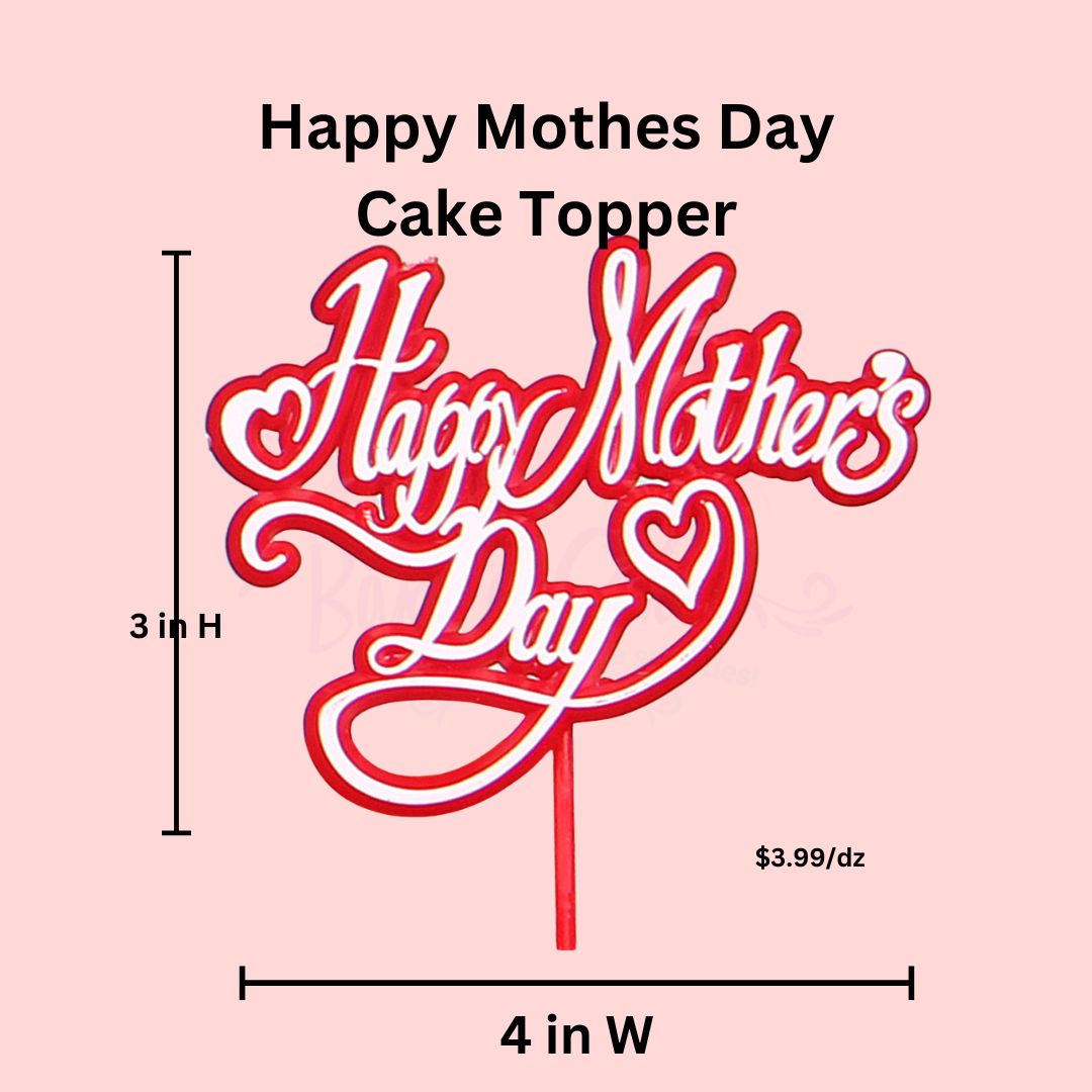 Happy Mother's Day Plastic Pick – Cake & Floral Decoration-DOZEN