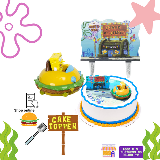 SpongeBob SquarePants Krabby Patty Car Cake Topper – 2-Piece Keepsake DecoSet