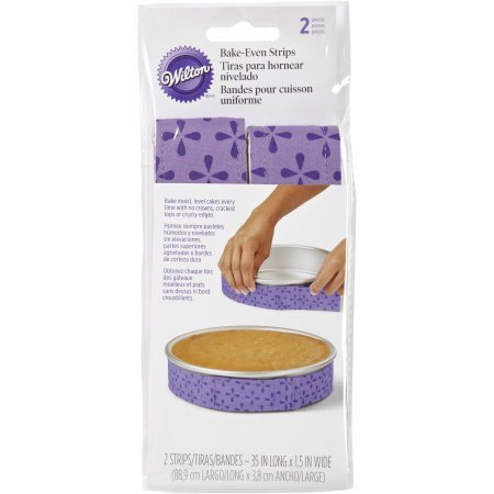 Bake with no crowns. Wrap this strip around your cake pan for an even bake.