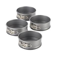 Mini Springform Pan Set: Perfect for small cheesecakes, deep dish pizzas, and ice cream cakes. Ideal for single or two-serving dishes, making it great for anniversaries, birthdays, or everyday treats.
Material: Steel with nonstick coating.
Size: 4 inches (10.1 cm) in diameter; set of 3 pans.
Use: Unlock sides with springform lock. Not recommended for wetter batters.
Care: Hand wash before first use; dishwasher safe.
Enjoy effortless baking!