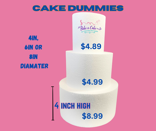 4 inch high cake dummies.  different diameters.  choose your size.  perfect for show casing your sugar art.