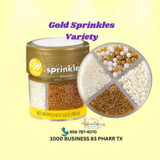 Wilton Gold Sprinkle Variety Mix | Gold & White Cake Sprinkles | Bake A Cake Pharr TX