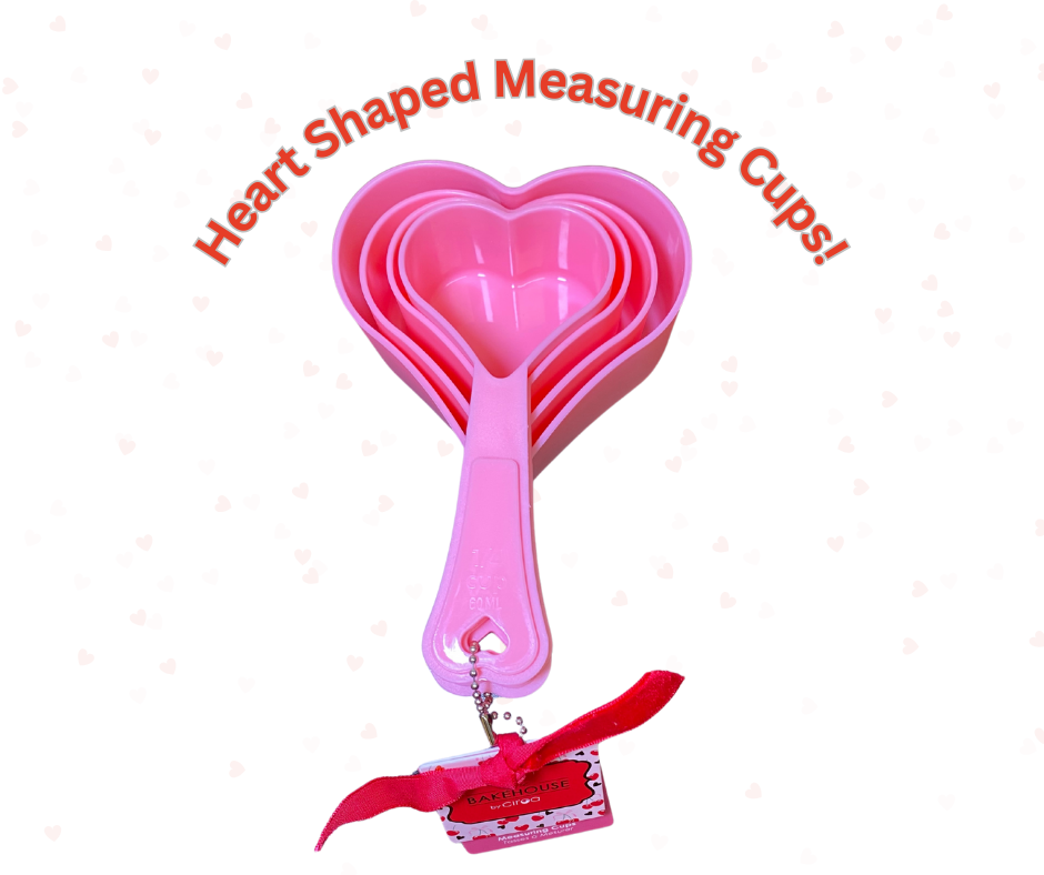 Perfect for Valentine's Day baking, these adorable plastic measuring cups add a touch of love to your kitchen.