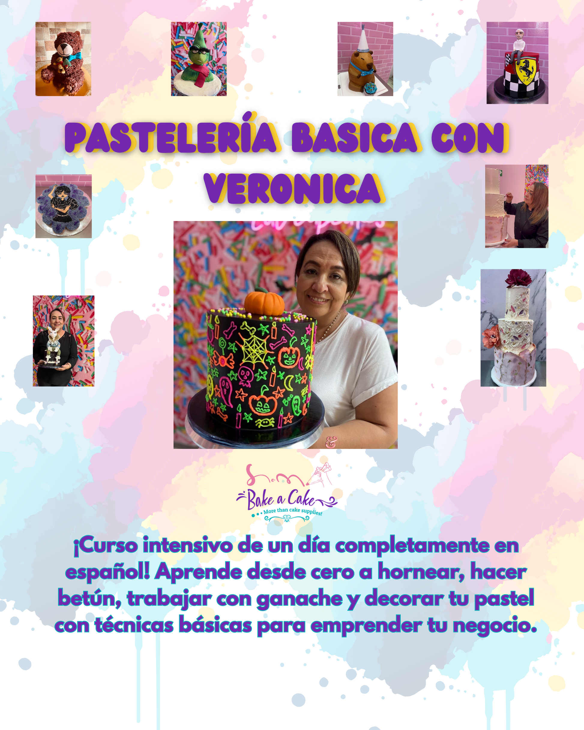 Conoce a la talentosa instructora Verónica, quien enseña paso a paso cómo hornear y decorar pasteles en nuestro curso intensivo de repostería básica. ¡Inspírate con sus creaciones!