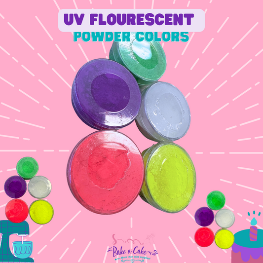 Transform your cakes into glowing masterpieces with our UV Powder Colors! Available in a variety of vibrant hues, these powders are perfect for adding a unique touch to your baked creations. Each 10g jar is packed with high-quality, food-safe powder that will make your cakes stand out, whether you're baking for a special occasion or just for fun.