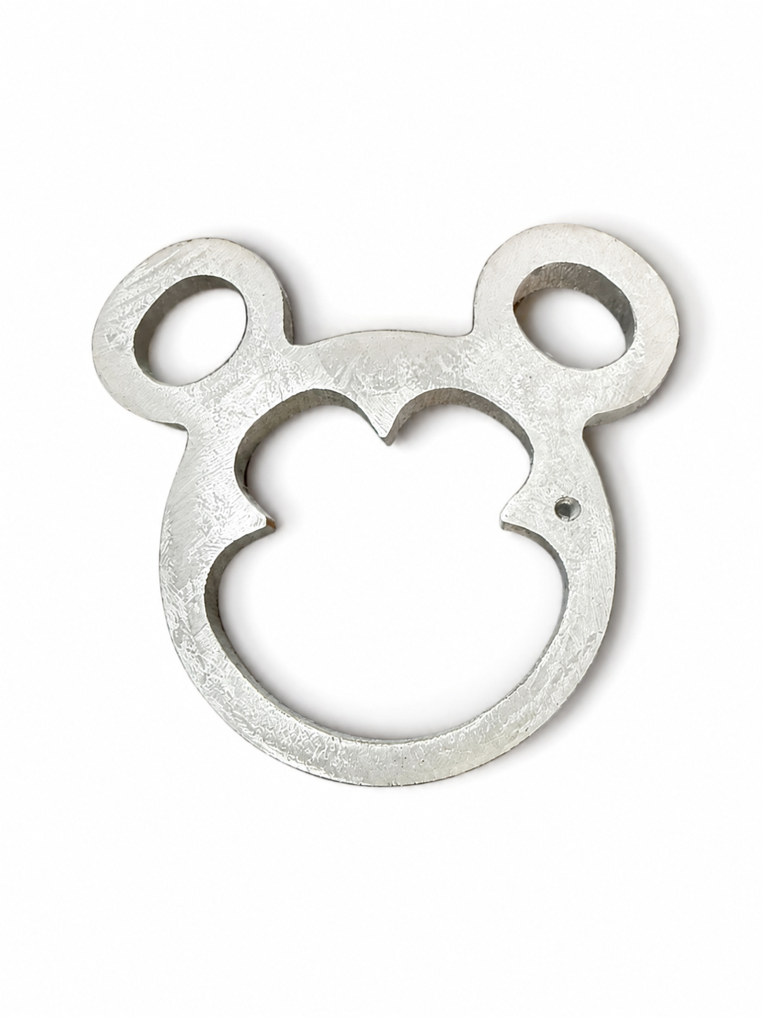 6-inch popular mouse character-shaped buñuelo mold with handle for making crispy buñuelos for birthdays and themed parties.