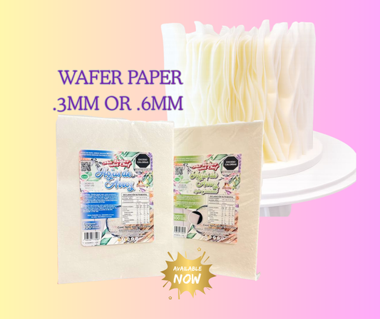 Edible Wafer Paper Sheets for Cake Decorating MABAKER AND CHEF perfect for wafer flowers or sugar photo printing available at Bake a Cake near you in Pharr TX.


