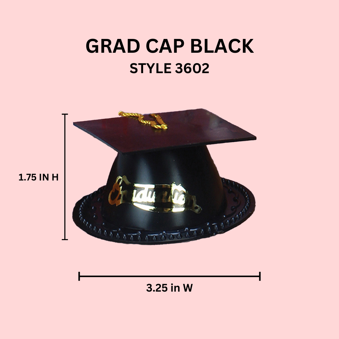Black graduation cap cake topper decoration for graduation cakes available at Bake A Cake Pharr Texas
