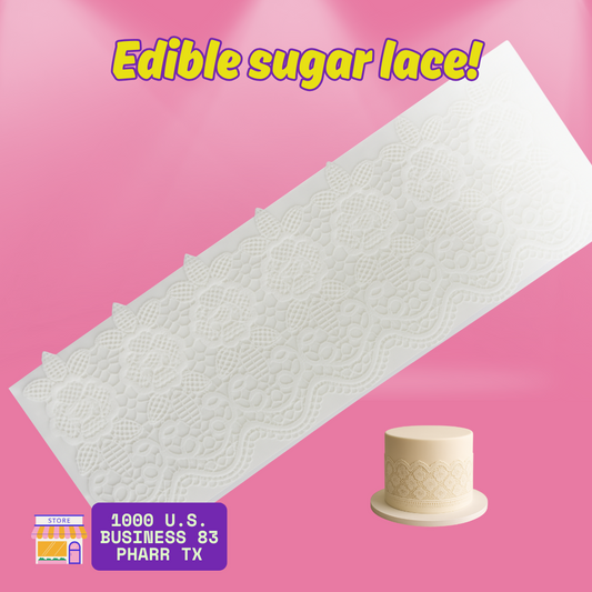 Floral Edible Lace Strip – 13" x 4"