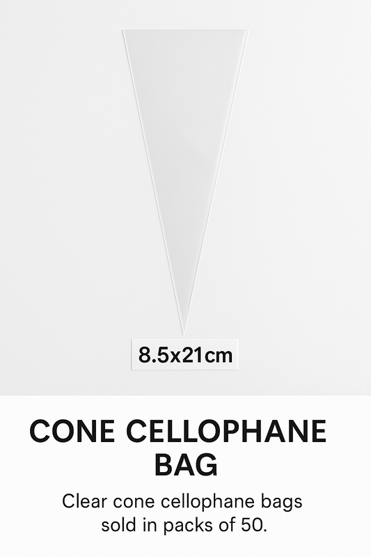 Clear Cone Cellophane Bags – Pack of 50