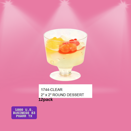 Clear Round Pedestal Dessert Cups – 2" x 2" (12-Pack)