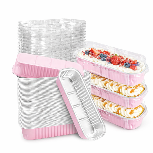 Disposable aluminum mini loaf baking pan with clear lid 200 ml for bread and cakes
