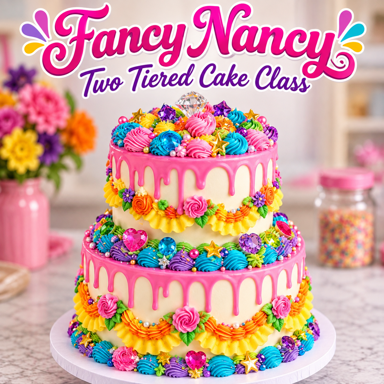 Fancy nancy Two Tiered Cake with Caro09/11