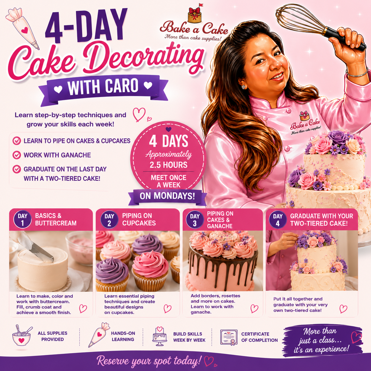 4-Day Cake Baking and Decorating Course MONDAYS PM