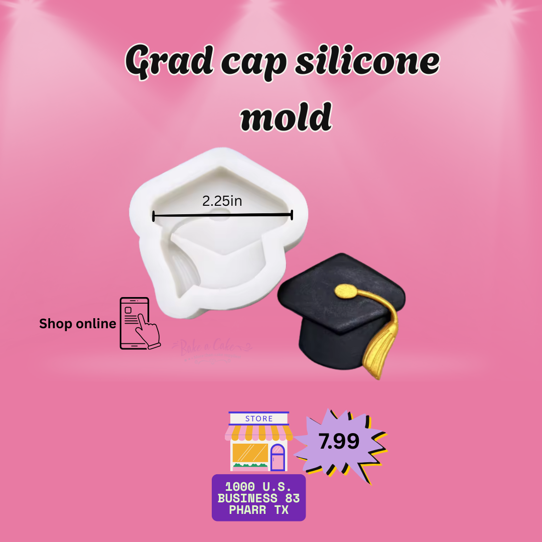 grad cap silicone mold, graduation cake mold, fondant grad topper, graduation party baking, chocolate grad mold, 2025 graduation cake supplies, edible graduation decorations, Bake a Cake graduation mold