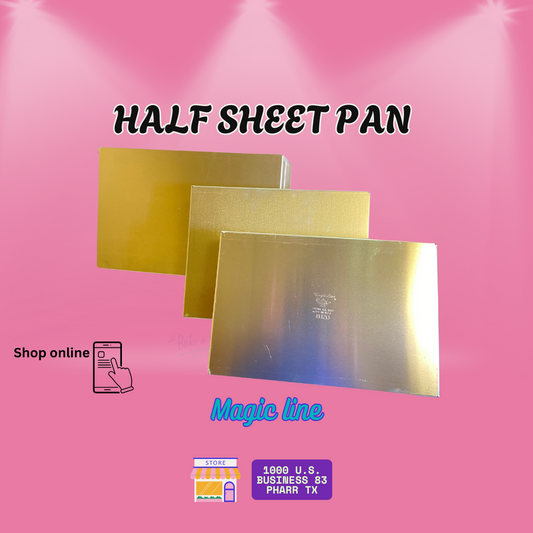 Magic Line cake pans, sheet cake pans, rectangular cake pans, sharp corner cake pans, professional baking pans, Magic Line sheet pan, 9x13 cake pan, 11x15 cake pan, 12x18 cake pan, aluminum cake pan, heavy-duty cake pan, moldes Magic Line, moldes rectangulares para pastel
