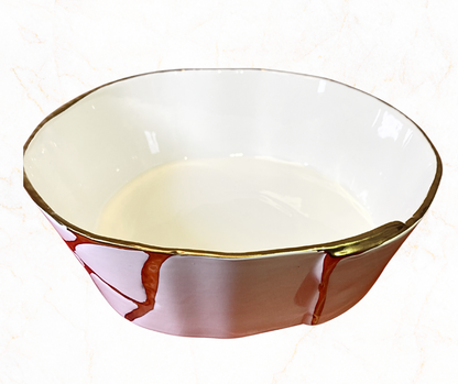 Piccole Ore 11" Salad Bowl – Gold with White Trim