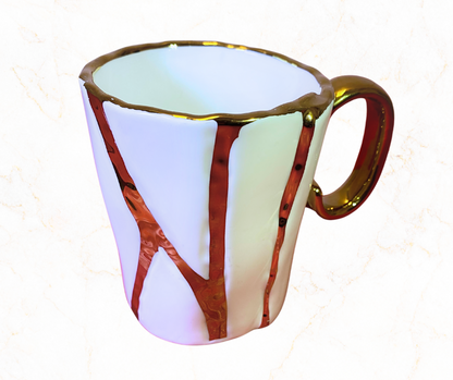 Piccole Ore 12 oz Coffee Cup – White with Gold Trimming