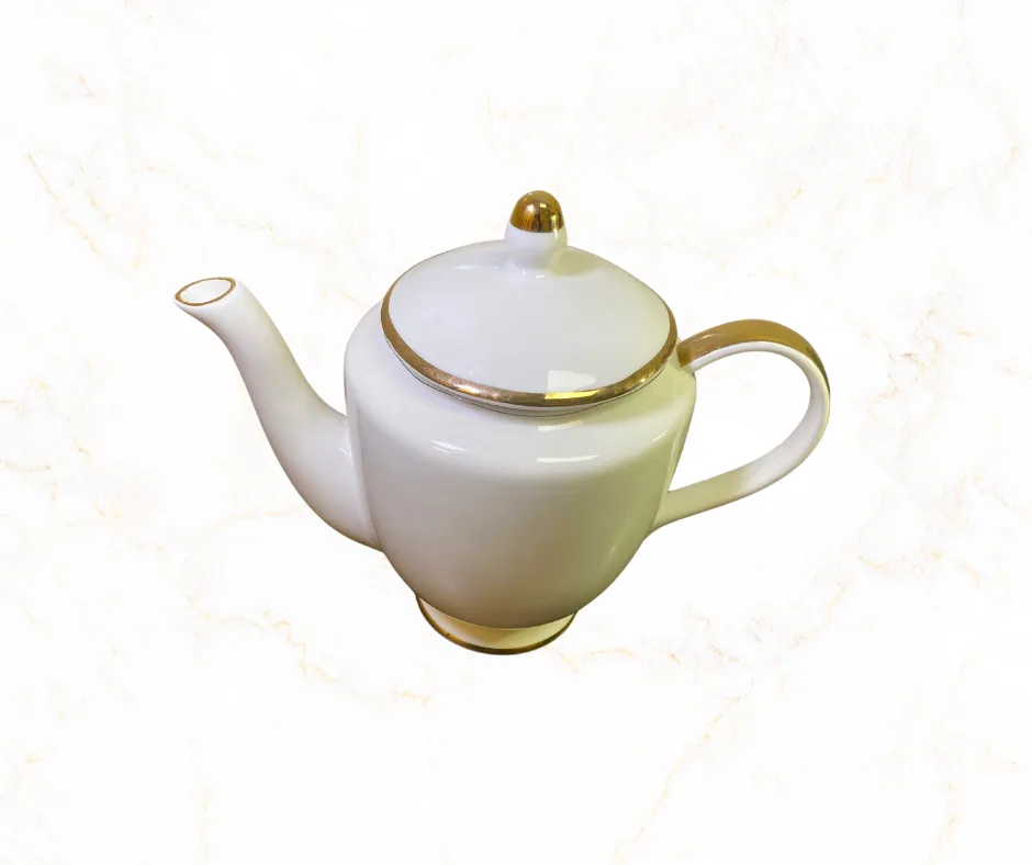 Elegant White Teapot with Gold Trim