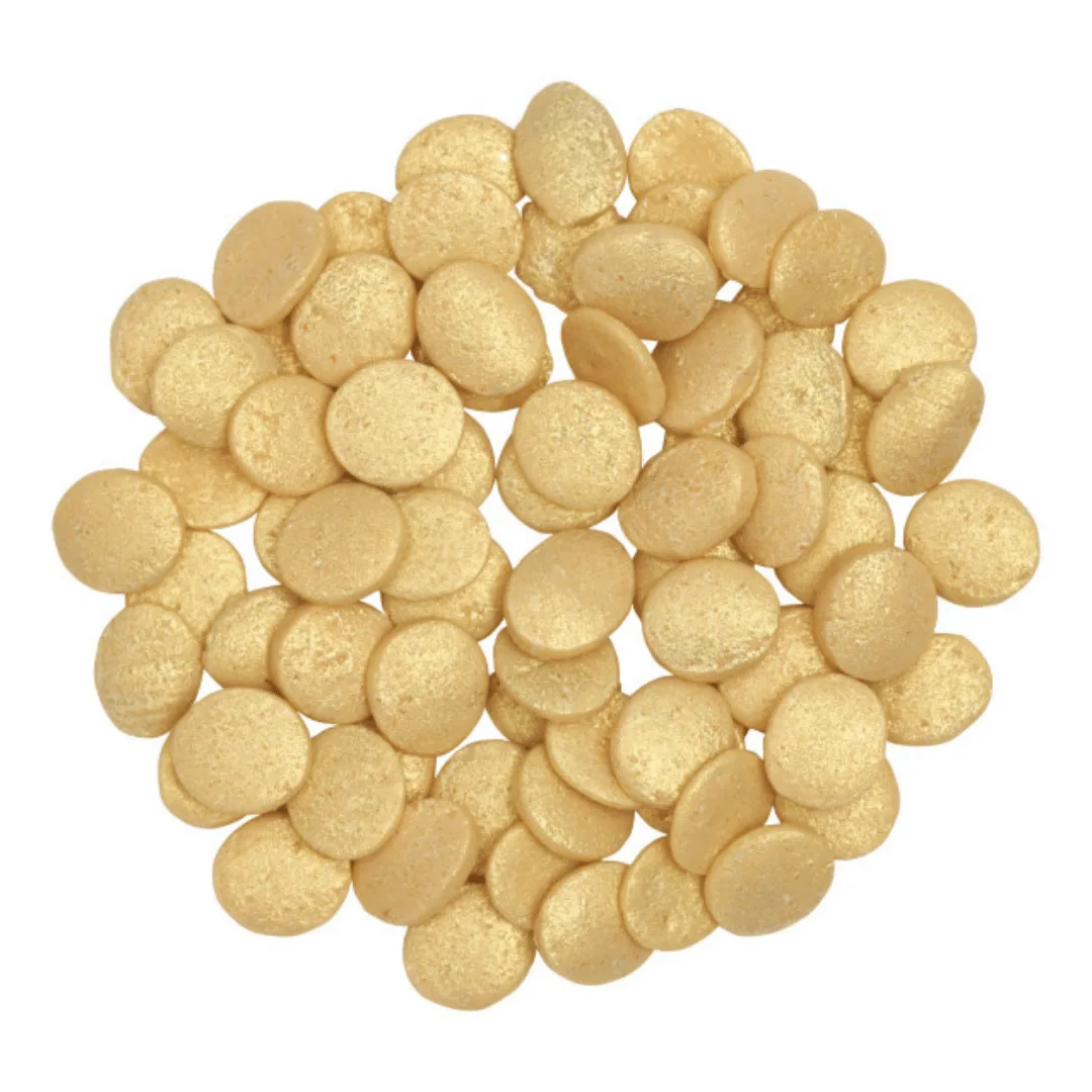 Gold Confetti Sugar Quins Sprinkles – 19.5 oz Bottle