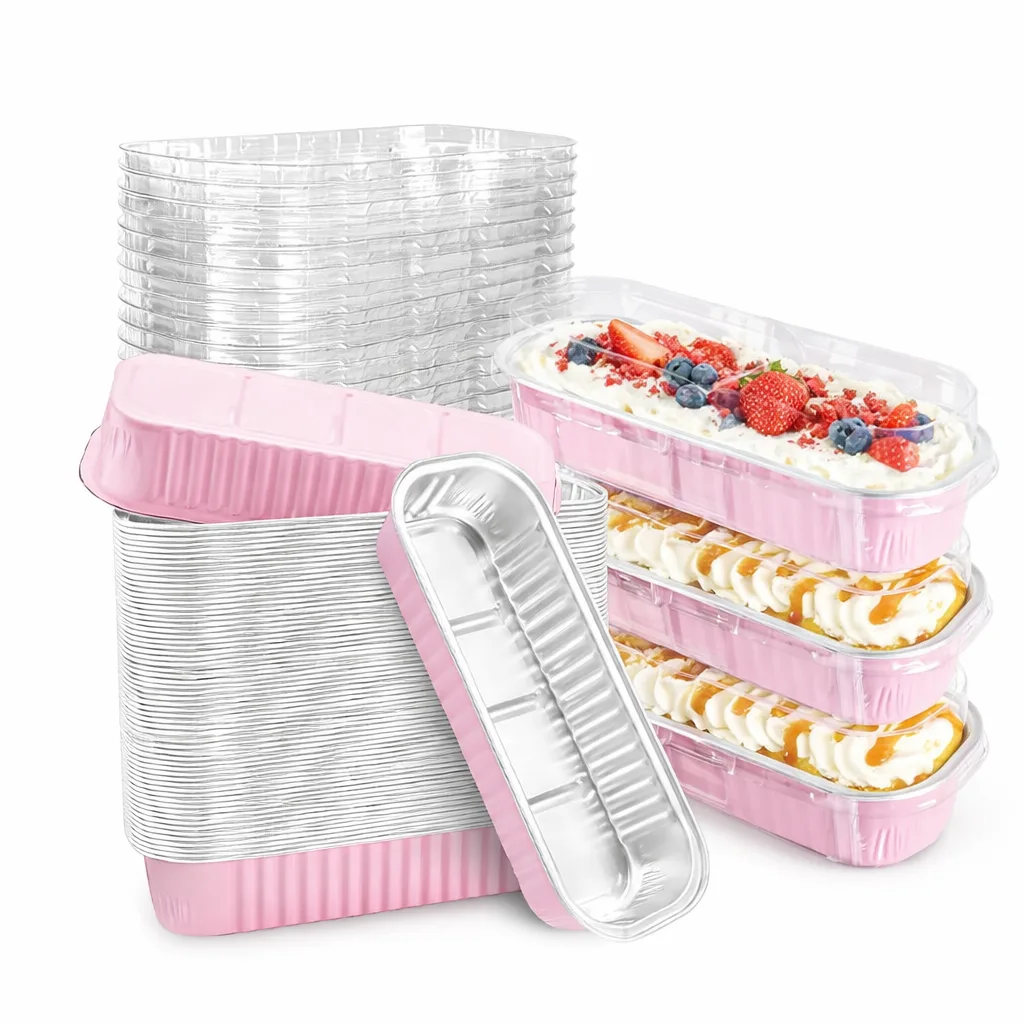 Disposable Mini Loaf Baking Pan with Lid – 200 ml (6.8 oz) Aluminum Bread & Cake Pan | Pack of 50 or 100
