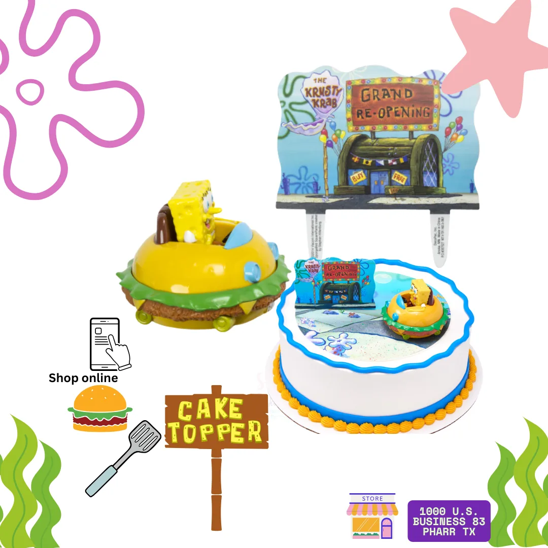 SpongeBob SquarePants Krabby Patty Car Cake Topper – 2-Piece Keepsake DecoSet